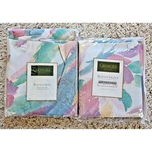 Croscill Sedona Window Curtain & Blouson Valance Set NOS 80s Pastel Brushstrokes